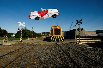 Michael |O'Kane | Mercedes-@-rail-crossing 2012| McAtamney Gallery | Geraldine NZ